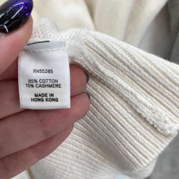 Express Design Studio Cashmere Sweater Women's XL Cream Gray Long Sleeve V Neck - Picture 7 of 14